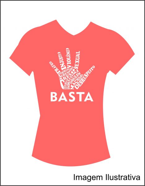 Camiseta Baby Look Rosa Basta Violência
