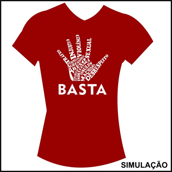 Camiseta Baby Look Bordô Basta Violência